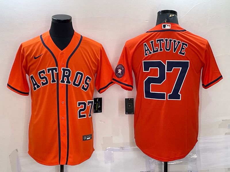 Men Houston Astros 27 Altuve Orange Game Nike 2022 MLB Jersey